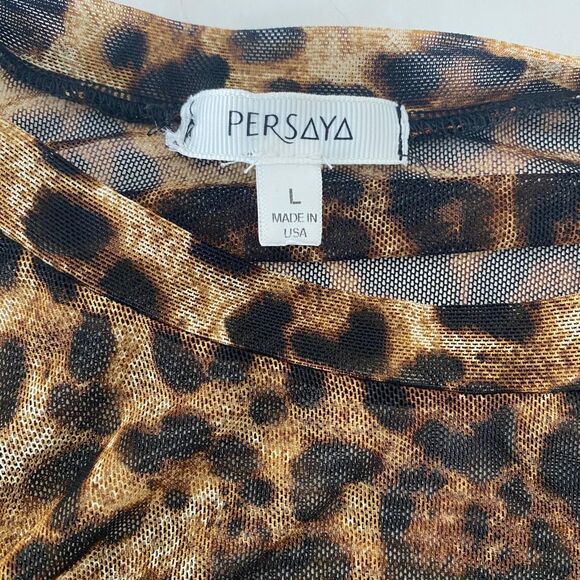 Early 2000's Grunge Bratty Party Euro Sheer Animal Leopard Mesh Blouse Top L - Picture 9 of 9